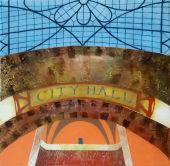 "City Hall" Acrylic on canvas 10H x 10W
