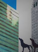 "Dogs in Manhattan". Acrylic on canvas. 48"H x 36"W